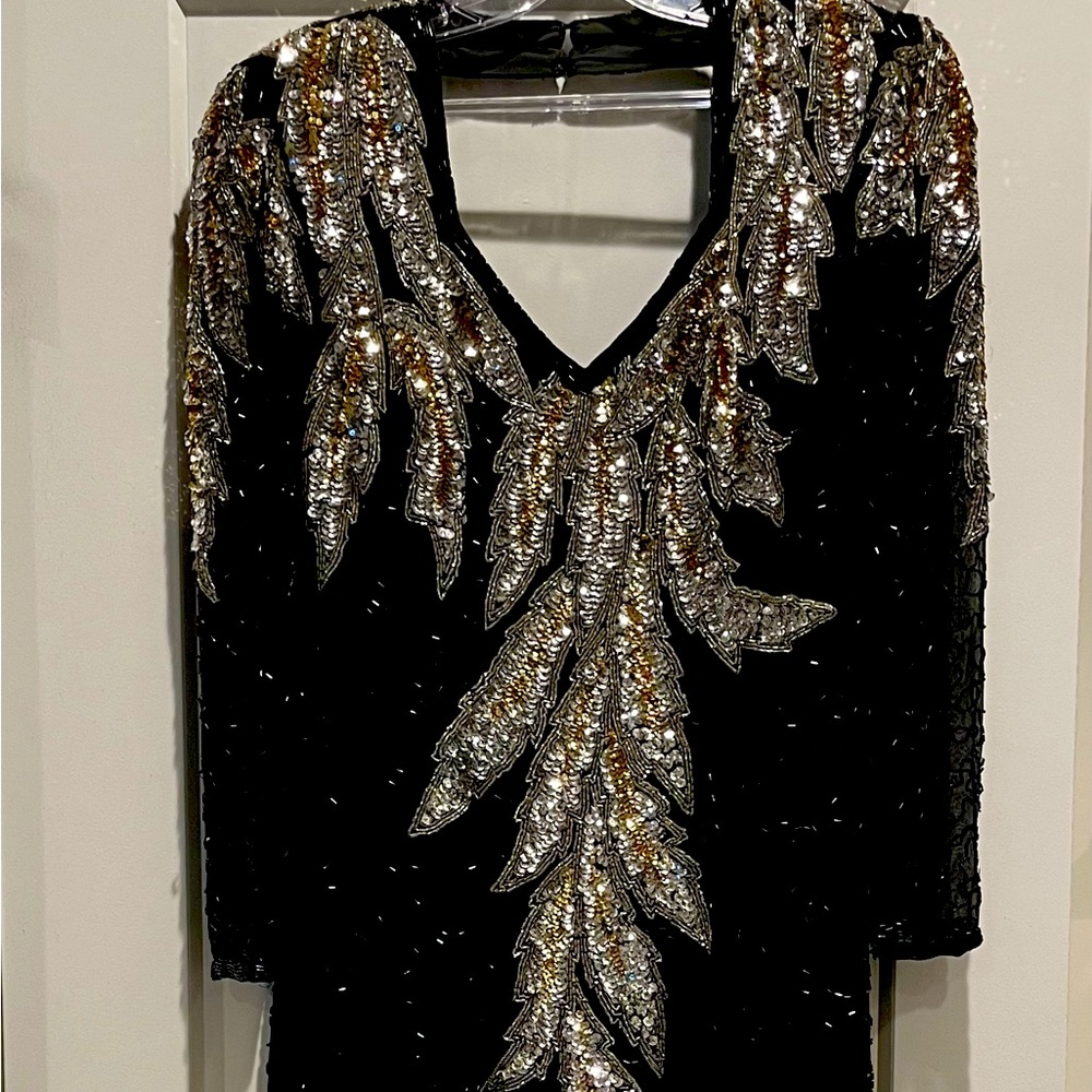 Lillie Rubin 100% Silk Vintage Beaded Gown size M
